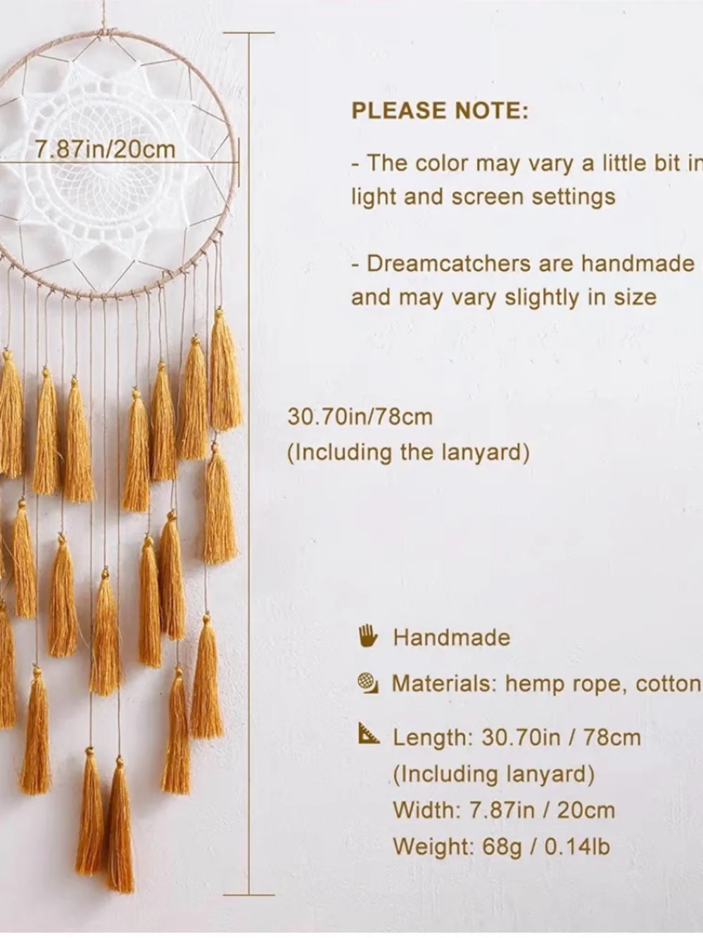 Artilady macrame dream catcher features a white mandala web